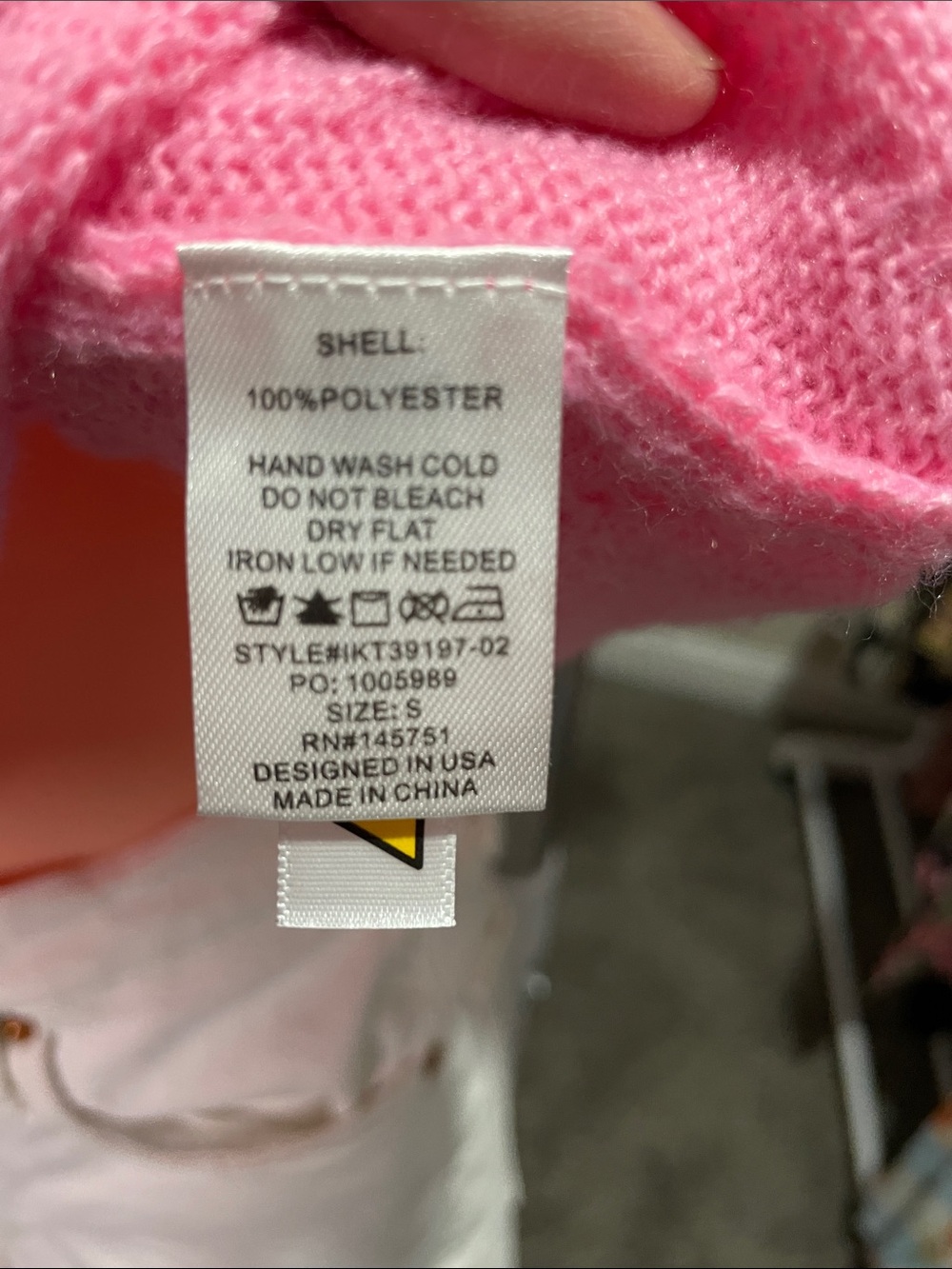 NWOT Peach Love California Pink Diamond-Pattern Knit Short Sleeve Light Sweater - Picture 2 of 3